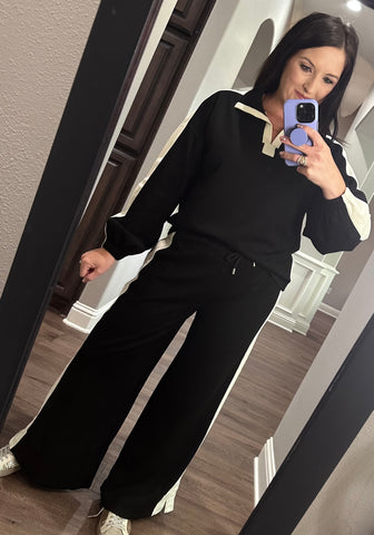 Black & White Striped Lounge Set