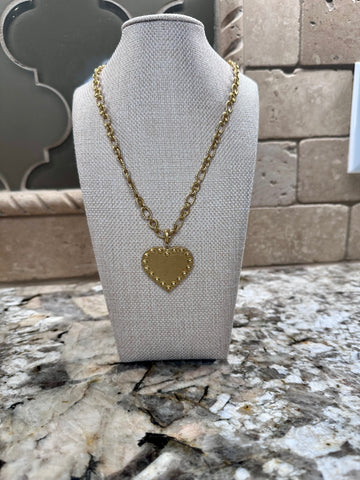 Beaded Heart Charm Necklace - 3 Chain Lengths