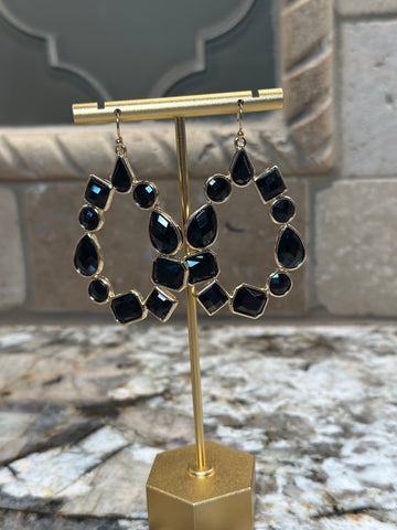 Black Crystal Teardrop Earrings