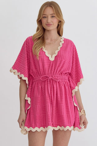 Hot Pink RicRac Textured Terry CoverUp