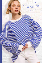Oversized Striped Long Sleeve Pullover Top - 3 COLORS!