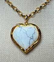 White Stone Heart Charm
