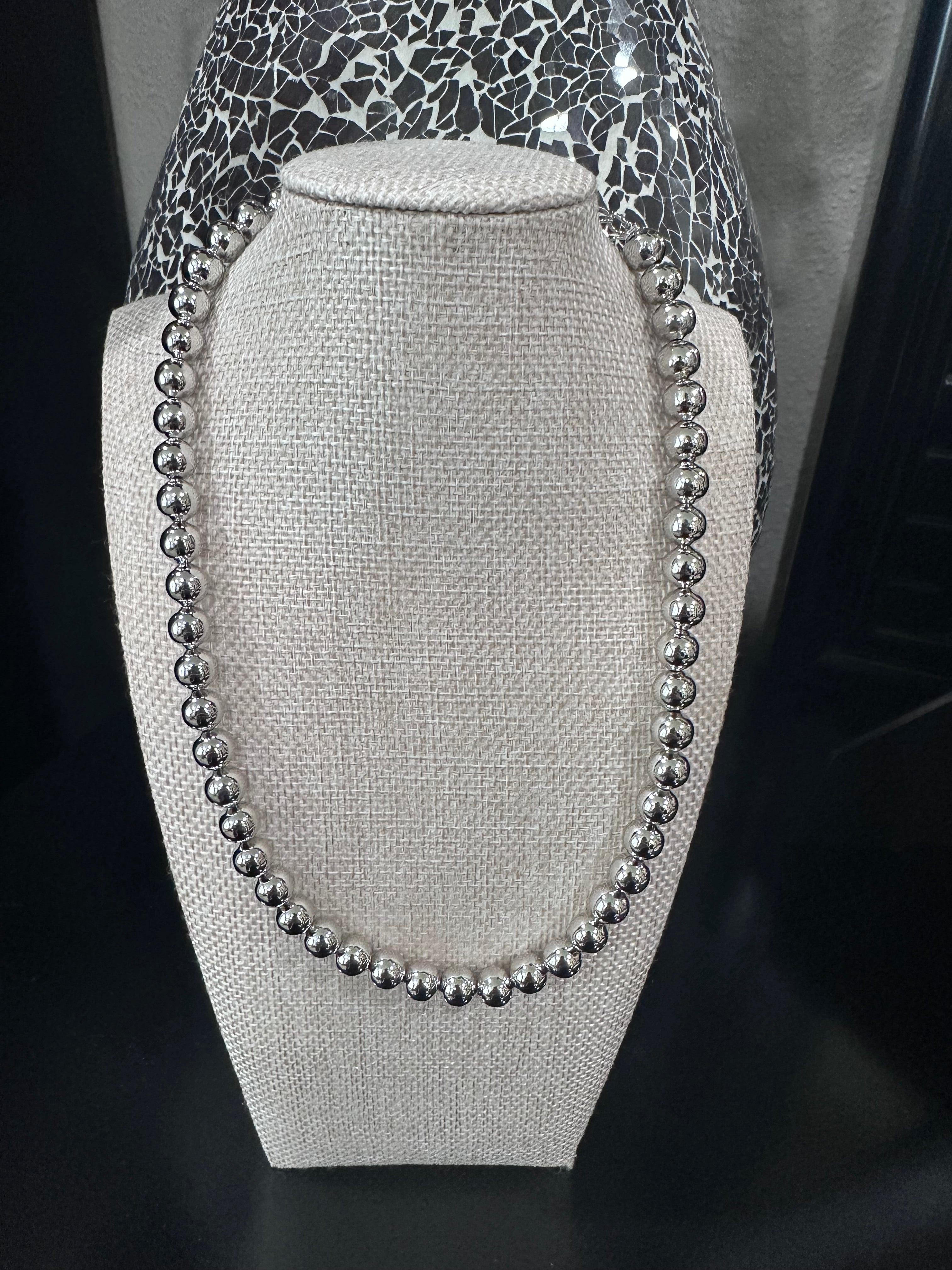 Round Beaded Necklace - 3 Sizes - Gold & Silver