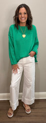 Solid Sweater w/ Rolled Hem Details - 2 COLORS