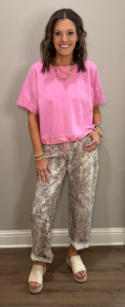 Pink Cotton Tie Bottom Top