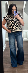 Leopard Printed Mock Neck Pants Set