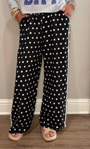 Black & White Polka Dotted Track Pants
