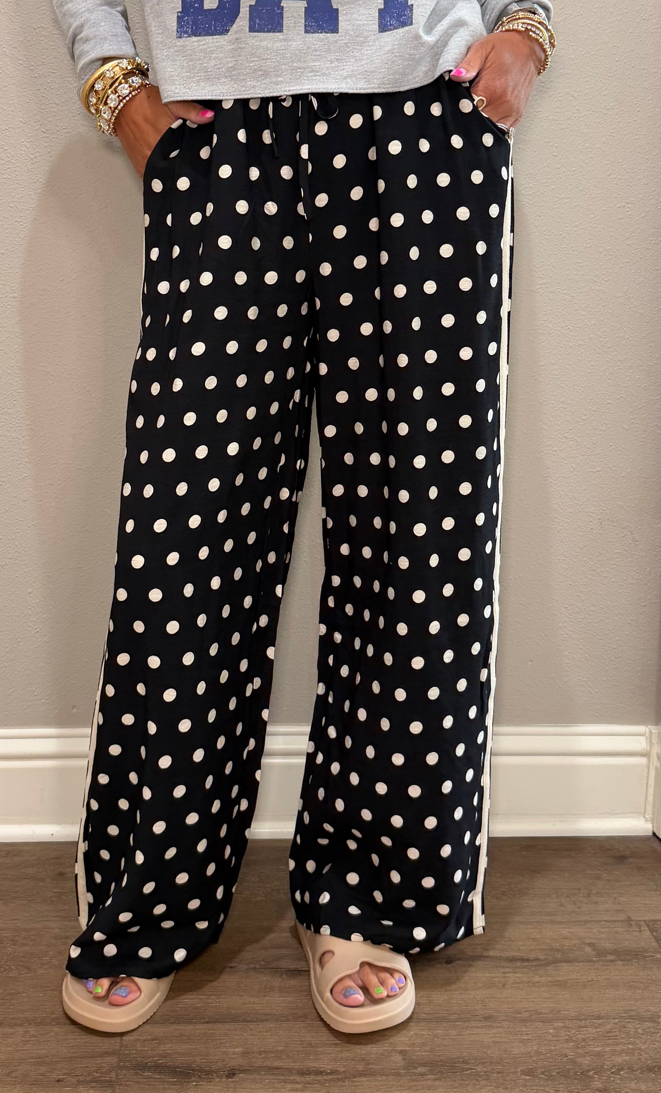 Black & White Polka Dotted Track Pants