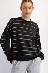Black/Cream Striped Modal Long Sleeve