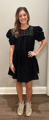 Floral Eyelet Puff Sleeve Dress