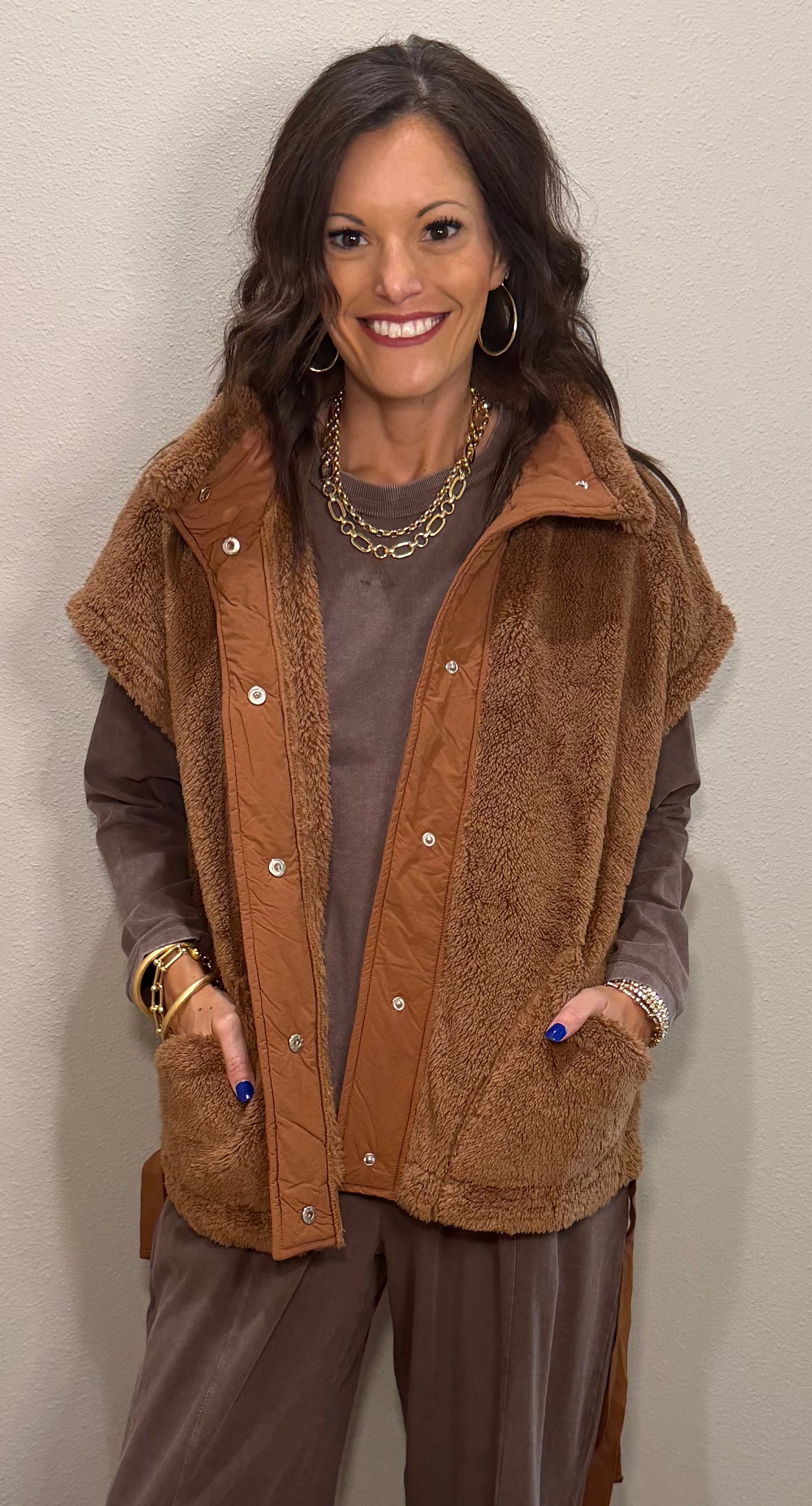 Light Brown Fuzzy Vest