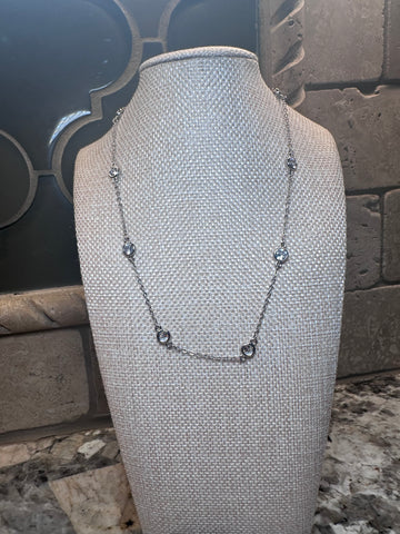 Silver Crystal Necklace w/ Chain Spaces - Multiple Lengths