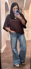 3/4 Sleeve Solid Scuba Top - 2 COLORS