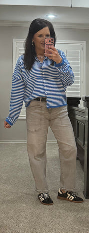Royal Blue Stripe Cardigan