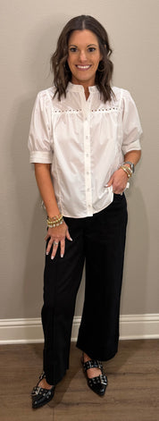 Black Front Seam Cropped Dress Pant
