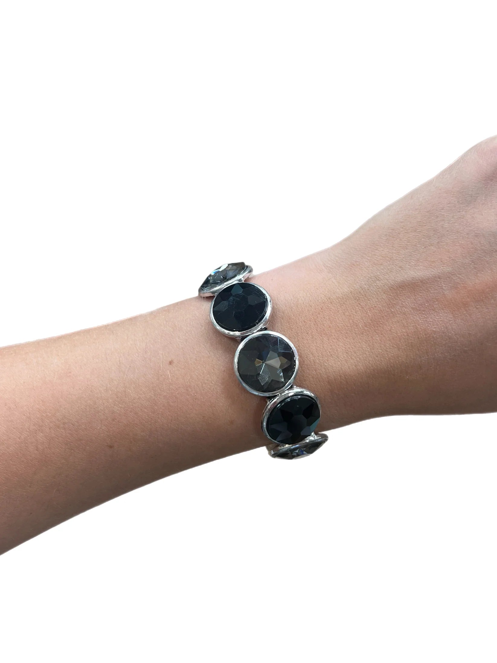 Black/Grey Crystal Stretch Bracelet
