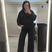Black Washed Cargo Sweat Set
