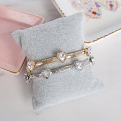Heart Faceted Crystal Bracelets - Silver & Gold