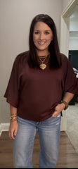 3/4 Sleeve Solid Scuba Top - 2 COLORS