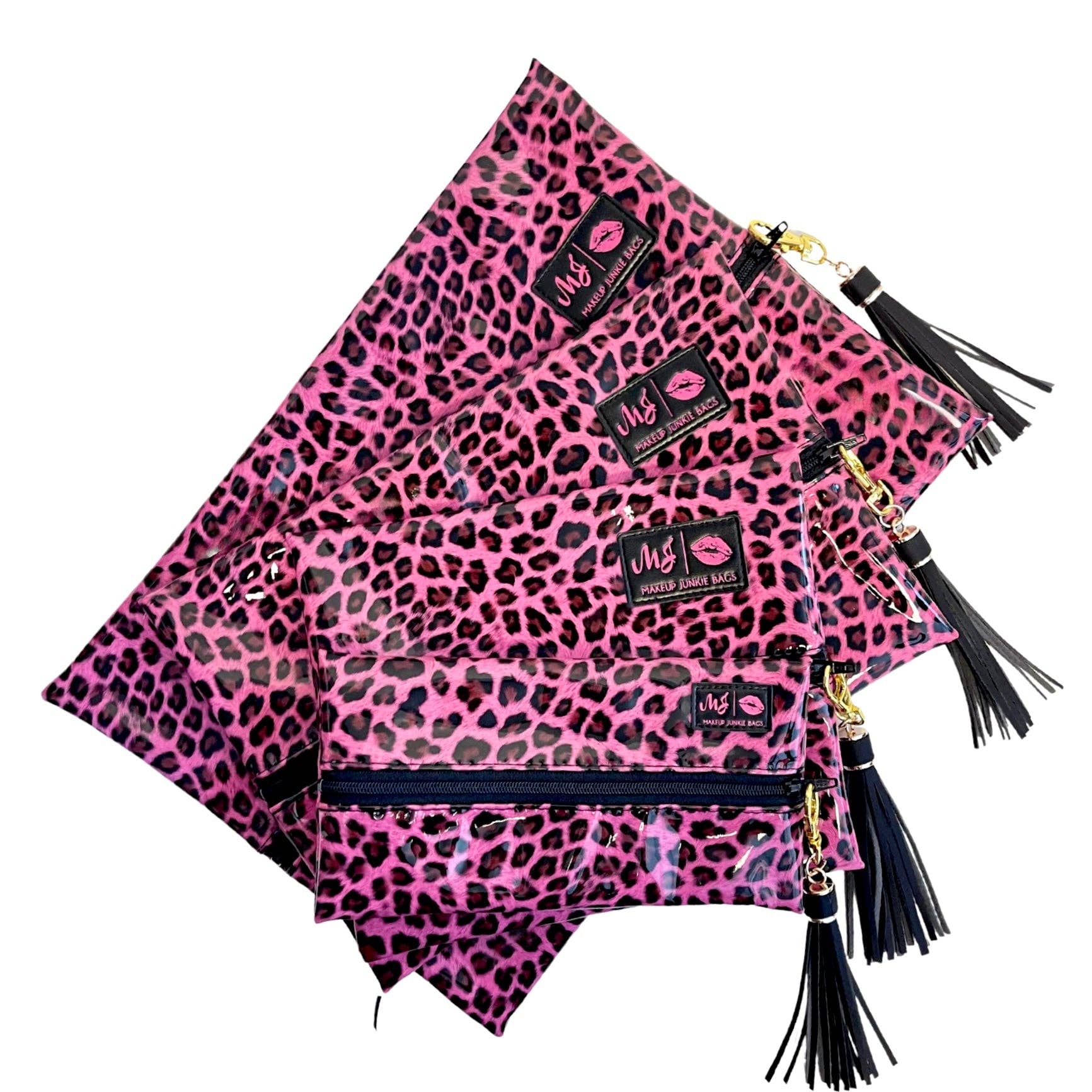 Pink Patent Leopard Makeup Junkie Bag
