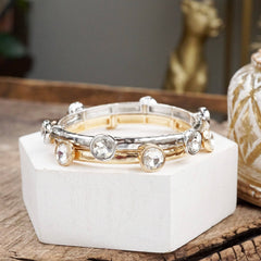 Sparkly Clear Crystal Bracelets - Gold & Silver