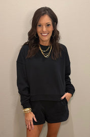 Fleece Long Sleeve Sweatshirt/Short Set