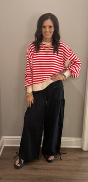 Red Stripe Oversized Sweatshirt