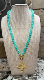 Gemstone Disc Beaded Necklaces - 5 COLORS