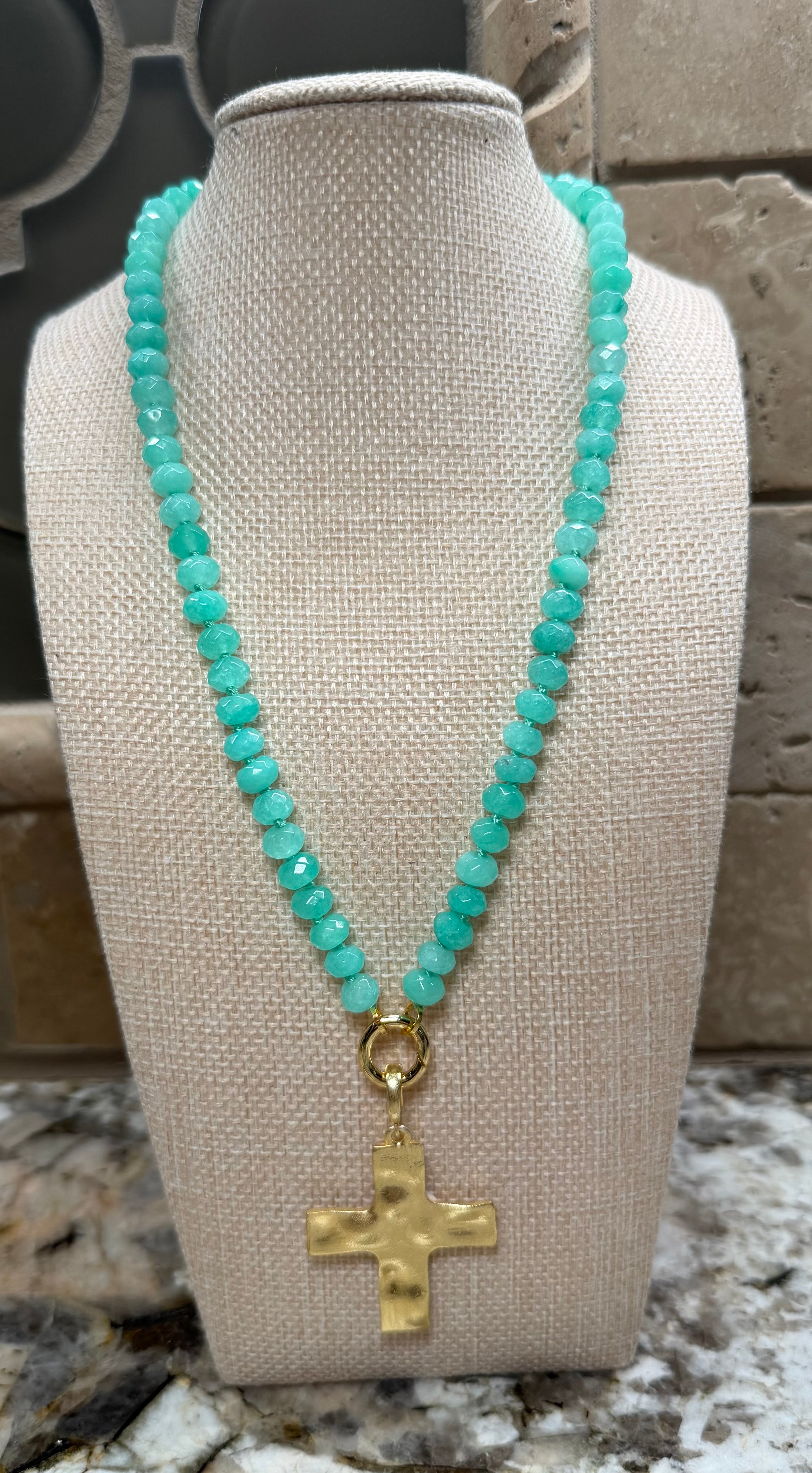 Gemstone Disc Beaded Necklaces - 5 COLORS