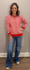 Red & White Striped Sweatshirt