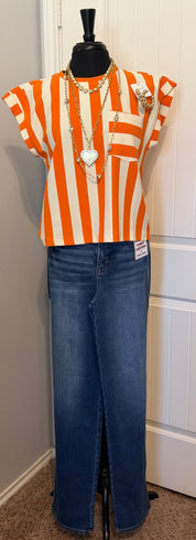 Orange Bold Stripe Top