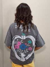Charcoal Mineral-Wash Dream Free Graphic Top