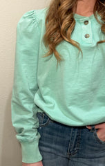 Misty Mint Long Sleeve w/ Puff Shoulder