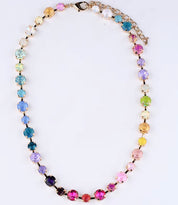 Multi Colored Crystal Necklace in Gold