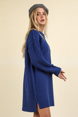 Royal Blue Oversized Knit Sweater Dress