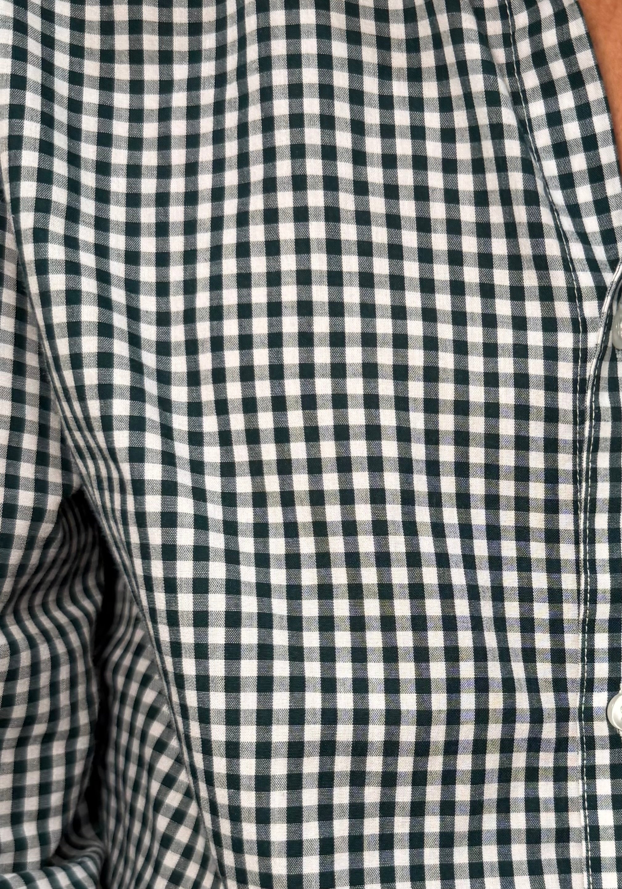 Dark Hunter Green Plaid Ruffle Collar Button Down Top