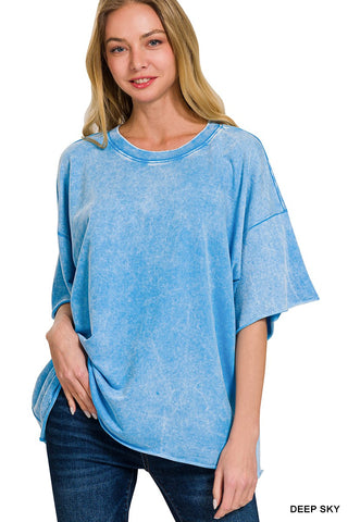Sky French Terry Short Sleeve Top