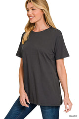 Black Basic Cotton Short Sleeve Boyfriend Tee