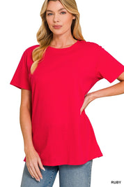 Basic Cotton Short Sleeve Boyfriend Tee - 9 COLORS