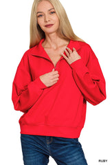 Red Scuba 1/4 Pullover