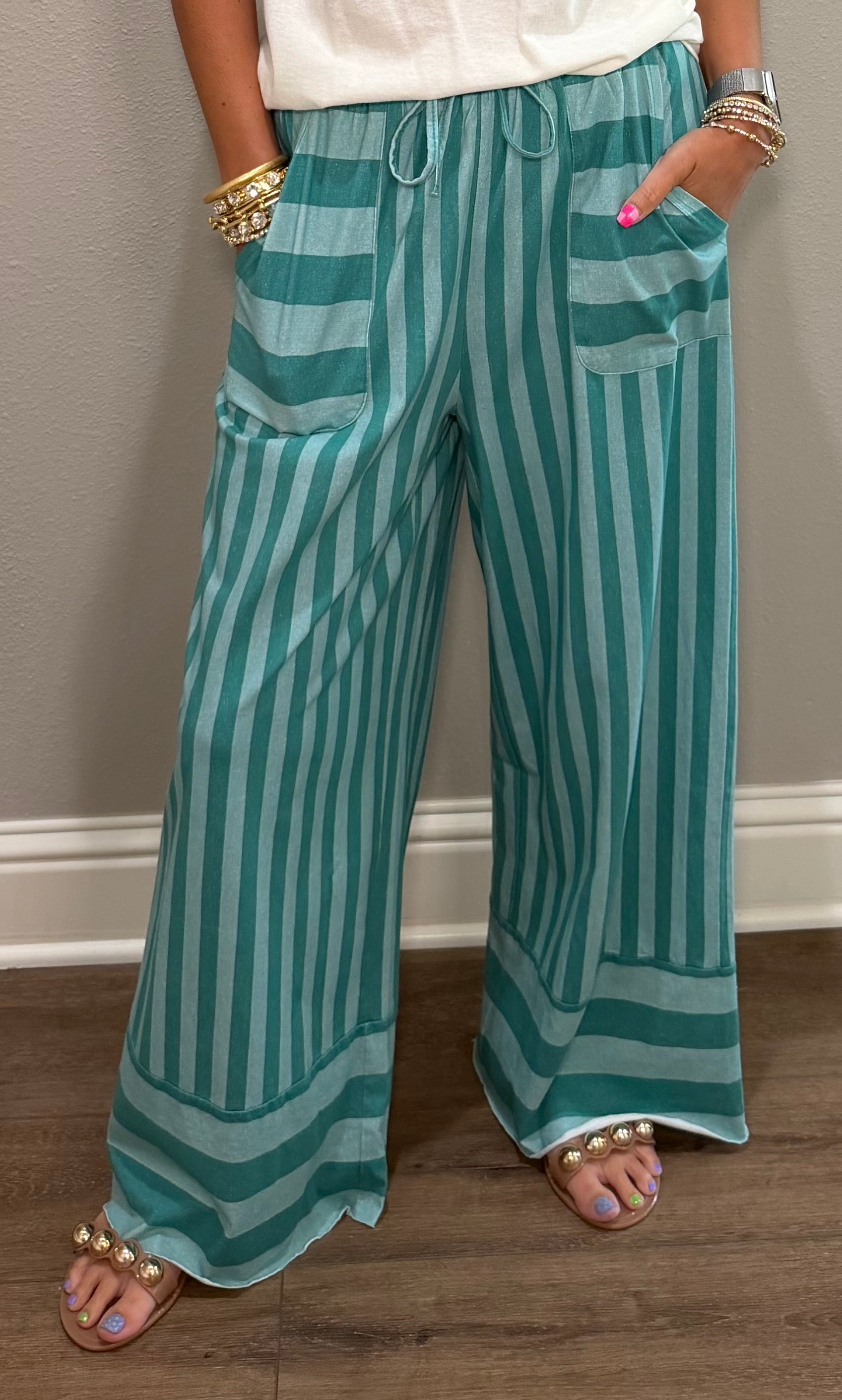 Turquoise Stripe Pants