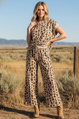 Leopard Print Scuba Top & Pants Set