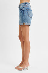 Risen High Rised Cuffed Shorts - Medium Wash