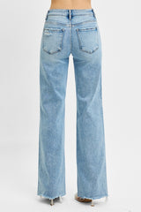 Risen Tummy Control Mid Rise Jean w/ Wide Leg - LIGHT WASH