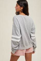 Heather Grey Varsity Striped Pullover