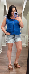 Blue Knit Sweater Vest