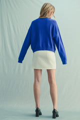 Blue Henley Button Up Lightweight Sweater