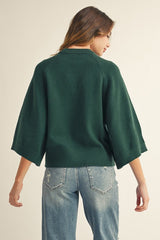 Hunter Green Drop Shoulder Soft Sweater Top