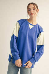 Blue Color Block Long Sleeve