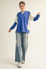 Blue Color Block Long Sleeve